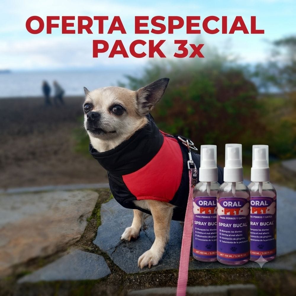 Pack Trío de Spray Bucal para Mascotas - 3 Frascos de 100ml Limpieza Dental y Halitosis Perros y Gatos