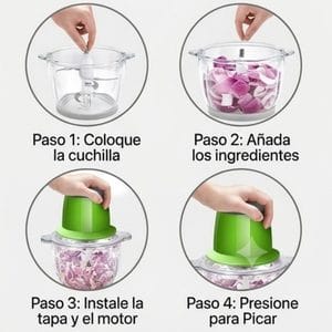 cómo usar la picadora de verduras eléctrica y trozador de cebolla en 4 pasos