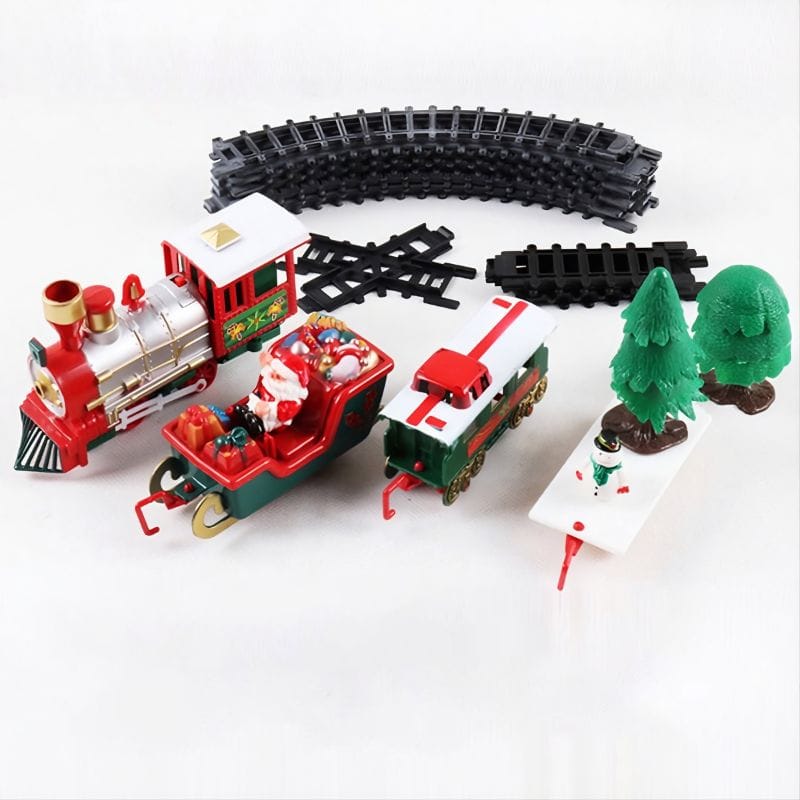 tren navideño para árbol de 22 piezas sobre fondo blanco