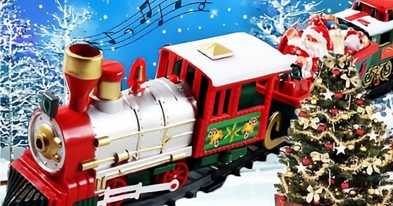 Tren de navidad de juguete musical con luces para árbol