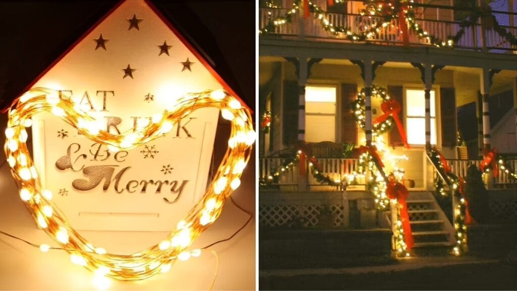 decoracion navidad exterior en casa y terraza con luces solares
