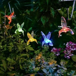 Guirnalda solar colibri LED multicolor para jardin y terraza