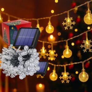 Guirnalda solar LED copo y esfera con panel solar y estaca