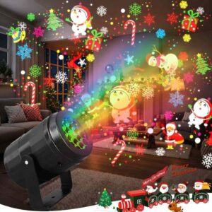 Proyector LED navideño exterior proyectando luces y figuras festivas en el hogar